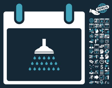 Bonus ile duş takvim gün düz vektör simgesi