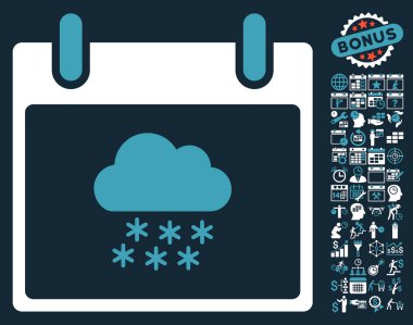 Bonus ile kar bulut takvim gün düz vektör simgesi