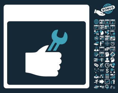 Anahtar hizmet el takvim sayfa düz vektör simgesini Bonus ile