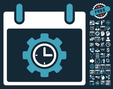 Bonus ile zaman dişli takvim gün düz vektör simgesi