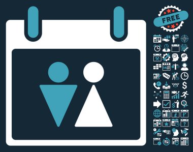 Tuvalet takvim gün düz vektör simgesi Bonus ile