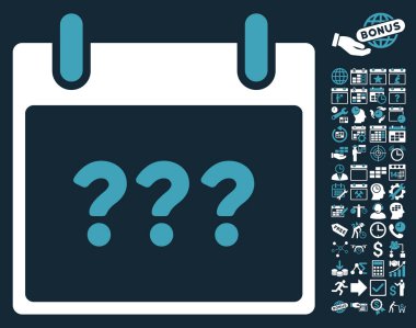 Bonus ile bilinmeyen gün takvim sayfa düz vektör simgesi