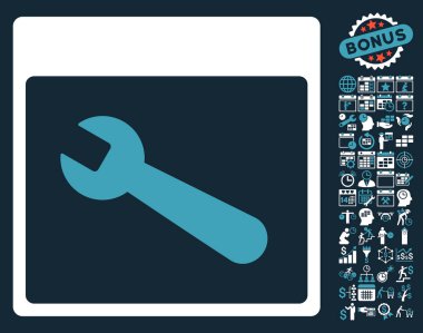 İngiliz anahtarı aracı takvim sayfa düz vektör simgesi Bonus ile