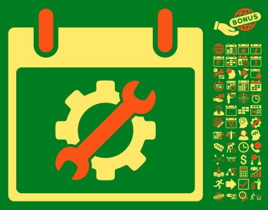 Yapılandırma araçları takvim gün düz vektör simge Bonus ile