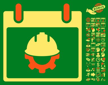 Bonus ile Geliştirme takvim gün düz vektör simgesi