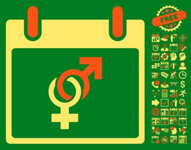 Bonus ile evlilik takvim gün düz vektör simgesi