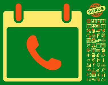 Bonus ile telefon takvim gün düz vektör simgesi