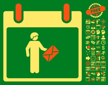 Postacı takvim gün düz vektör simge Bonus ile