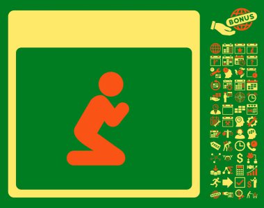 Kişi takvim sayfa düz vektör simge Bonus ile dua