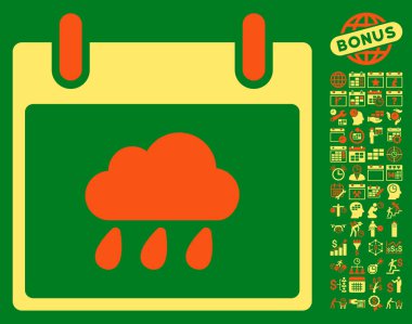 Yağmur bulutu takvim gün düz vektör simge Bonus ile