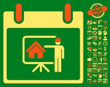 Bonus ile gayrimenkul geliştirici takvim gün düz vektör simgesi