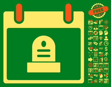 Bonus ile rip anıt takvim gün düz vektör simgesi