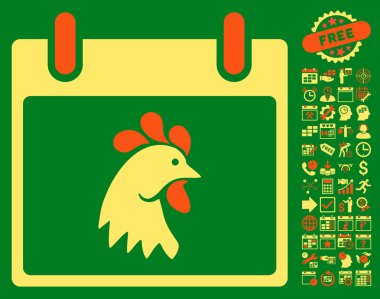 Gün düz vektör simge Bonus ile horoz kafası takvimi