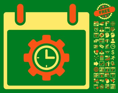 Bonus ile zaman dişli takvim gün düz vektör simgesi