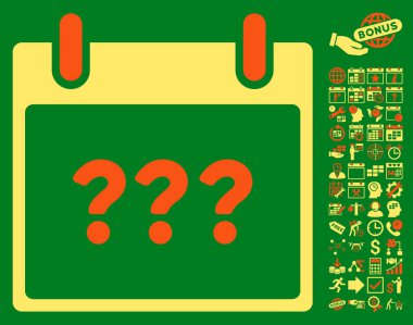 Bonus ile bilinmeyen gün takvim sayfa düz vektör simgesi