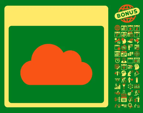 Página de calendario en la nube Icono de vector plano con bono — Archivo Imágenes Vectoriales