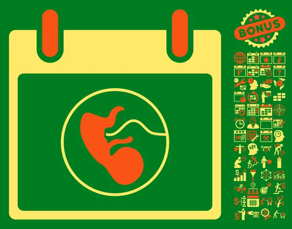 Embryo dag platte Vector kalenderpictogram met Bonus — Stockvector
