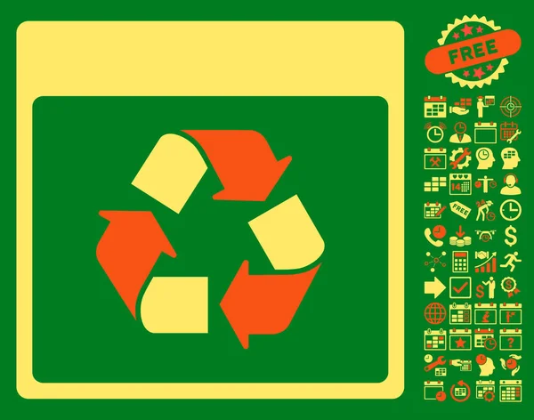 Recycle Calendar Página plana Vector icono con bonificación — Vector de stock