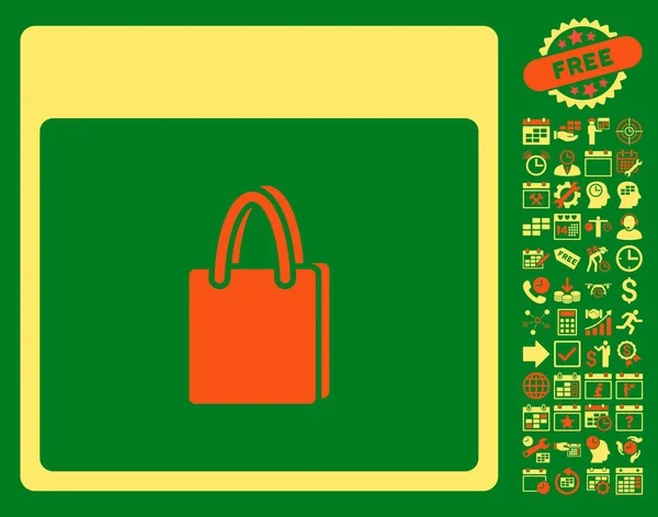 Shopping Bag Calendario Pagina Icona vettoriale piatta con bonus — Vettoriale Stock