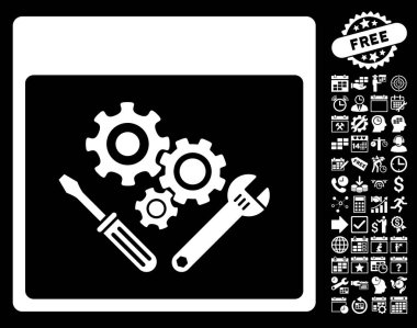 Vites araçlar ile Bonus sayfa düz vektör simge takvim