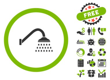 Bonus ile duş düz glif simgesi