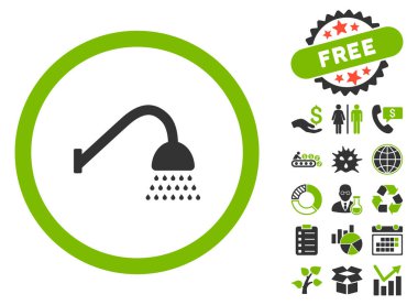 Bonus ile duş düz glif simgesi