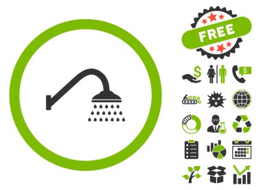 Bonus ile duş düz glif simgesi