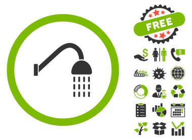 Bonus ile duş düz glif simgesi