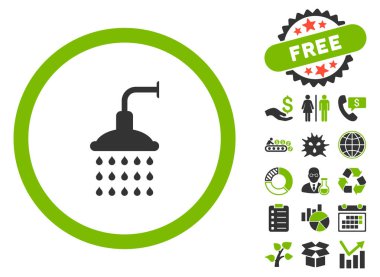 Bonus ile duş düz glif simgesi