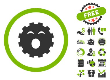 Bonus ile uykulu vites düz glif simgesi