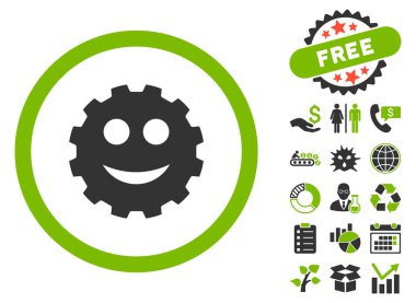 COG düz glif simgesi Bonus ile gülümse