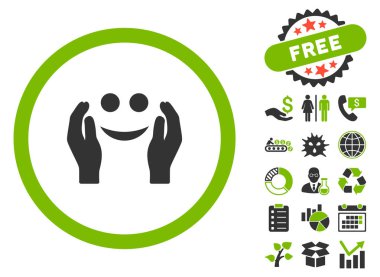 Bakım düz glif simgesi Bonus ile gülümse