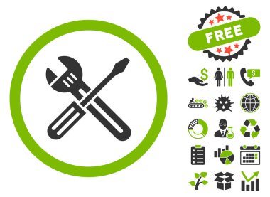 Bonus somun anahtarı ve tornavida düz glif simgesiyle