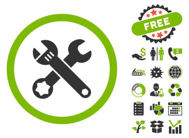 Bonus ile somun anahtarları düz glif simgesi