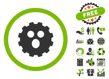 Surprized dişli gülen düz glif simgesini Bonus ile