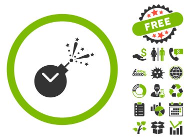 Bonus ile zaman havai fişek ücret düz glif simgesi