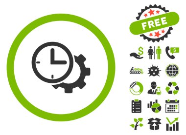 Bonus ile zaman kurulum düz glif simgesi