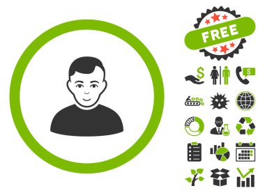 Bonus ile kullanıcı düz glif simgesi