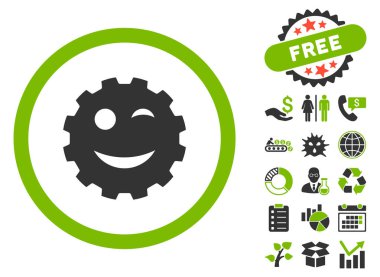 Wink dişli gülen düz glif simgesini Bonus ile