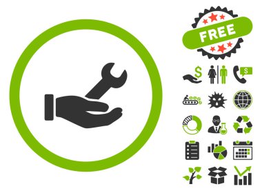 İngiliz anahtarı hizmet düz glif simgesini Bonus ile