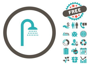 Bonus ile duş düz glif simgesi