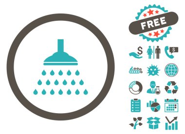 Bonus ile duş düz glif simgesi