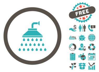 Bonus ile duş düz glif simgesi