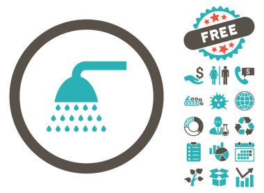 Bonus ile duş düz glif simgesi