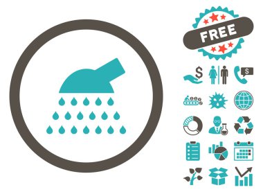 Bonus ile duş düz glif simgesi