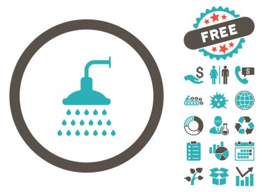 Bonus ile duş düz glif simgesi