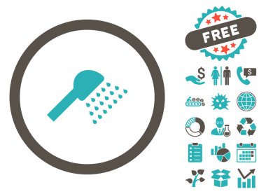 Bonus ile duş düz glif simgesi