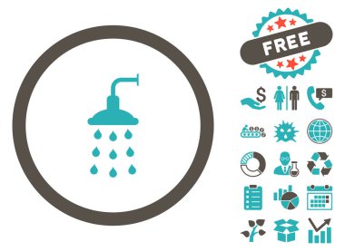 Bonus ile duş düz glif simgesi