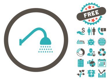 Bonus ile duş düz glif simgesi