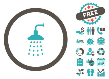 Bonus ile duş düz glif simgesi